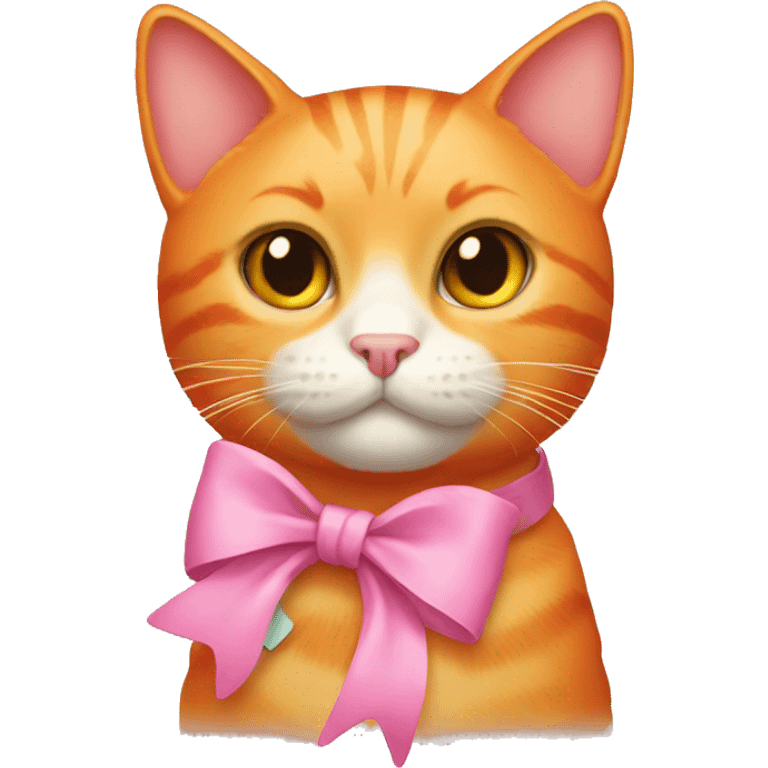 A orange cat with a pink bow emoji