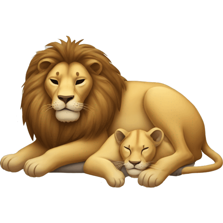 Lion and lioness sleeping emoji