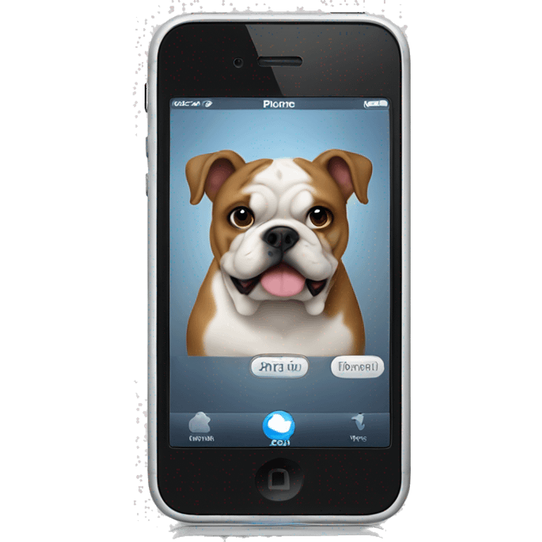 iPhone with a bull dog on its screen. emoji