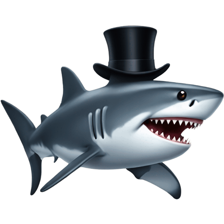 Shark with a top hat emoji