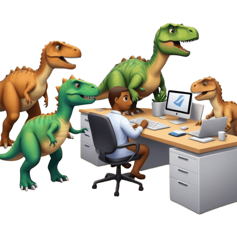 dinosaurs working in an office emoji