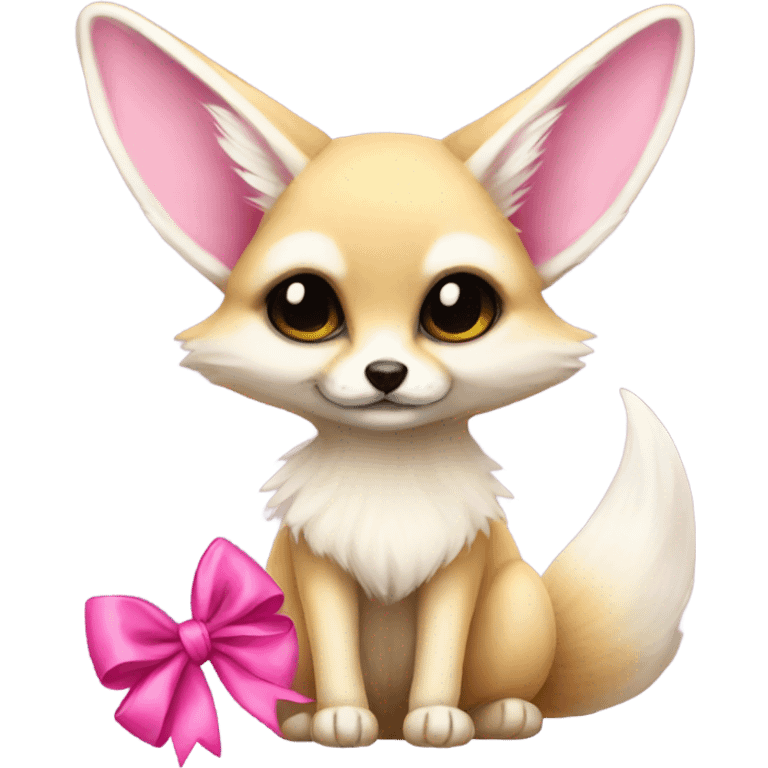 fennec with a pink bow emoji