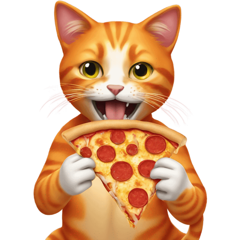 Orange cat eating pizza emoji