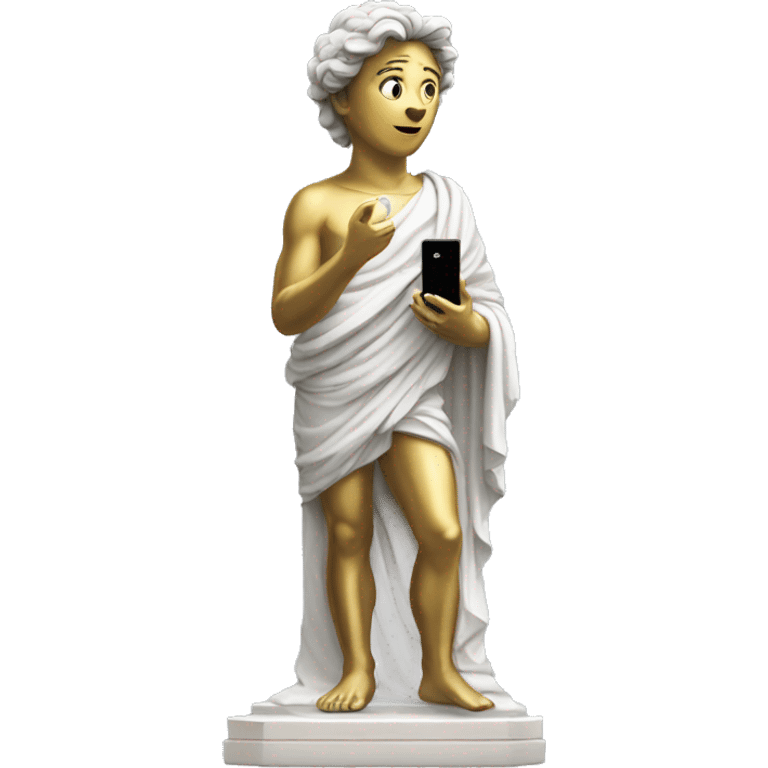 statue of david holding an iphone emoji