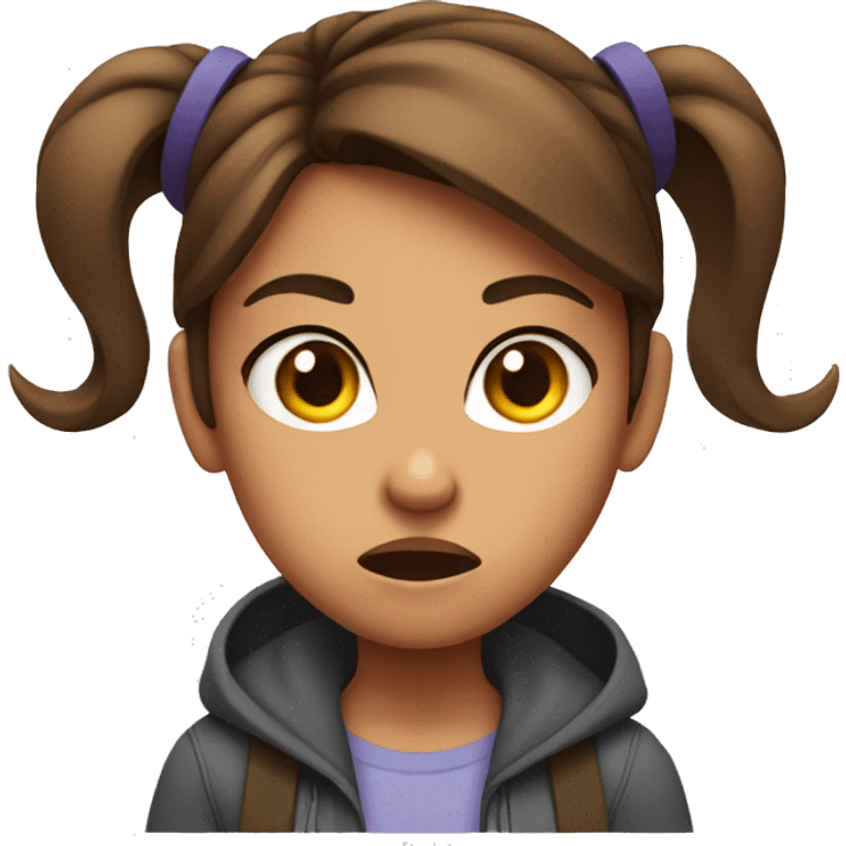 Angry girl brown hair with Disney ears  emoji