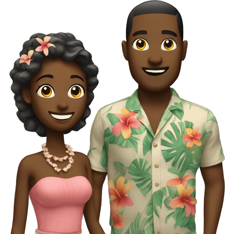 Man and woman honeymoon in Hawaii  emoji