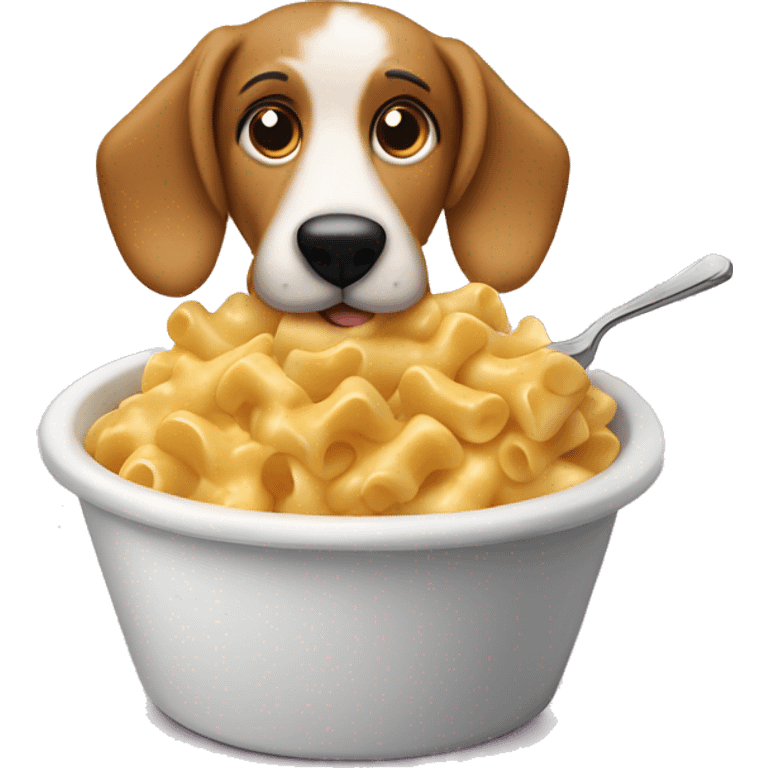 Dog eating Mac and cheese emoji