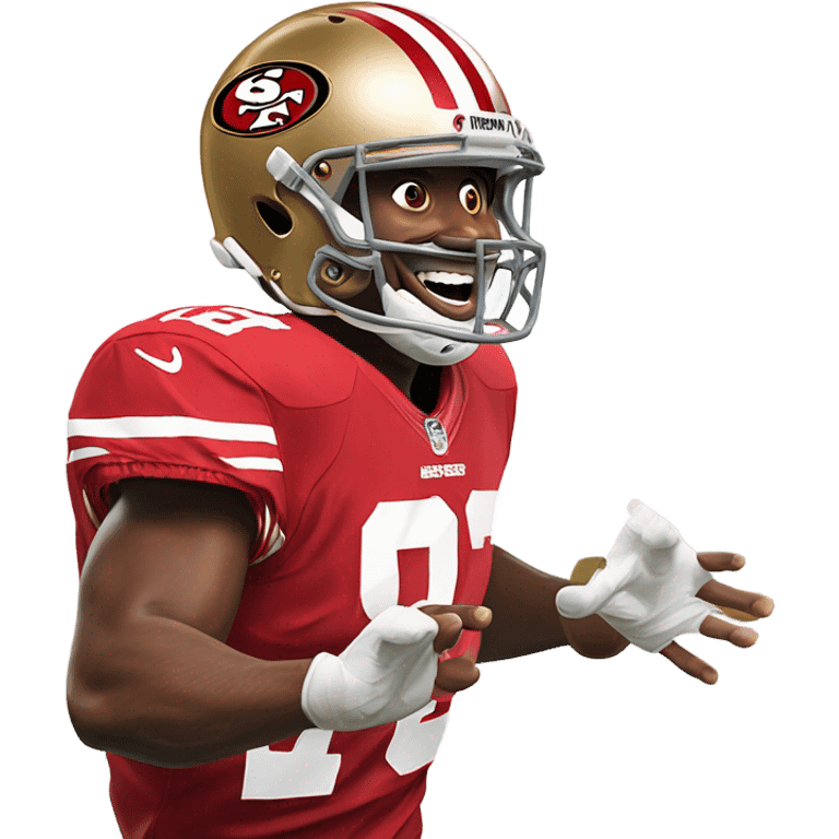 San Francisco 49rs player taunting Wisconsin packers player  emoji