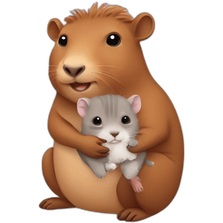 Capybara with a kitten in hand emoji