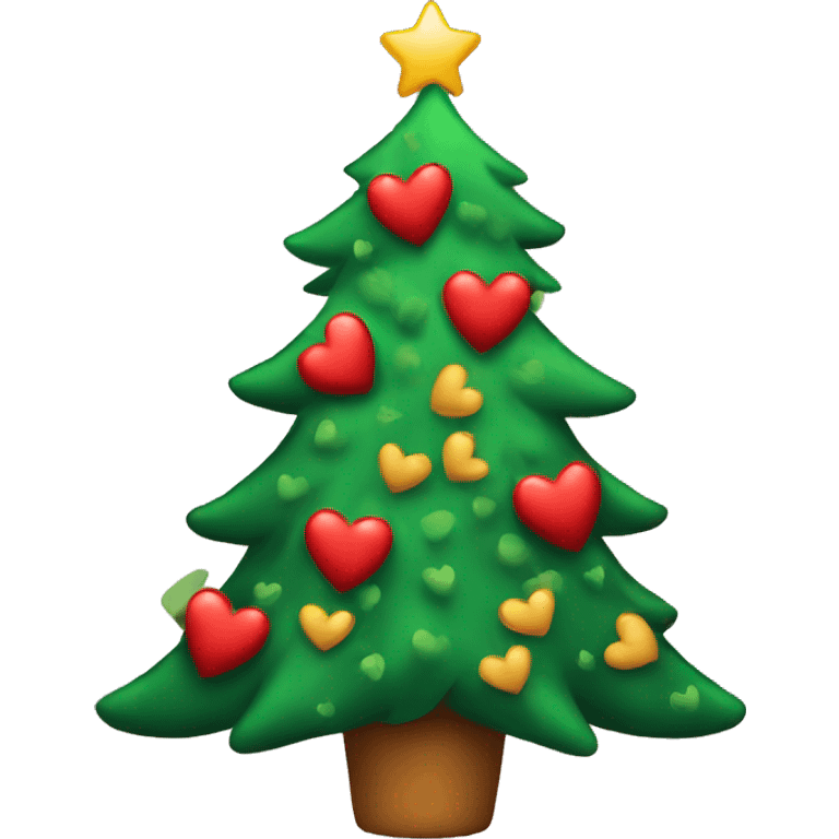 Christmas tree decorated with hearts emoji