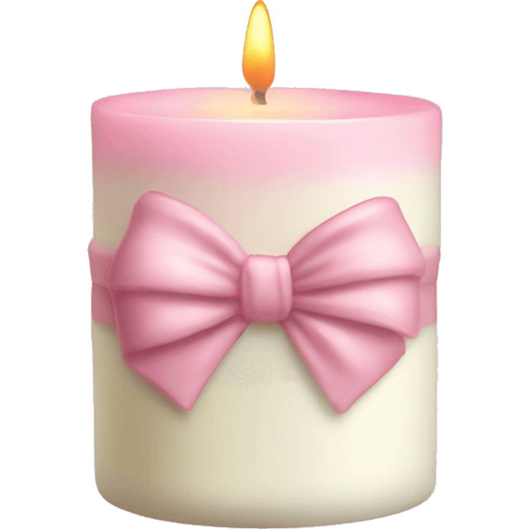 vanilla scented candle with light pink bow emoji