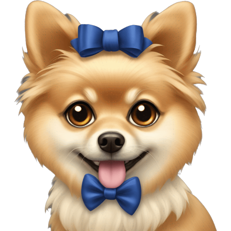 pomerian with a dark blue bow on the head emoji