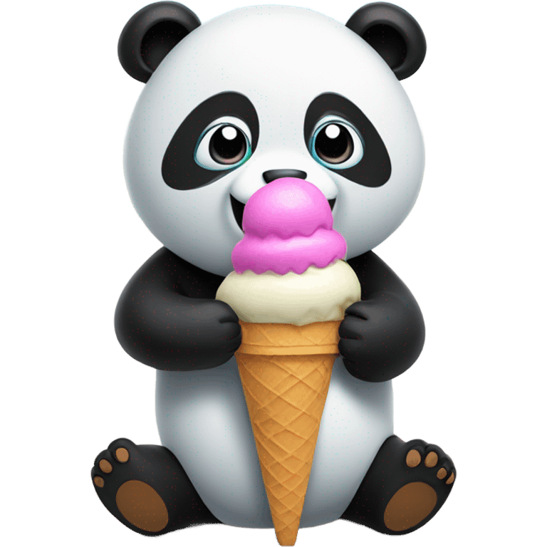 Panda eating ice cream emoji