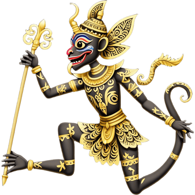 Wayang – Cinematic Realistic Wayang, depicted as intricately carved traditional Indonesian shadow puppets with expressive features and vibrant cultural motifs, set against a dark, dramatic backdrop with subtle glowing highlights that evoke the mystical art of shadow play. emoji