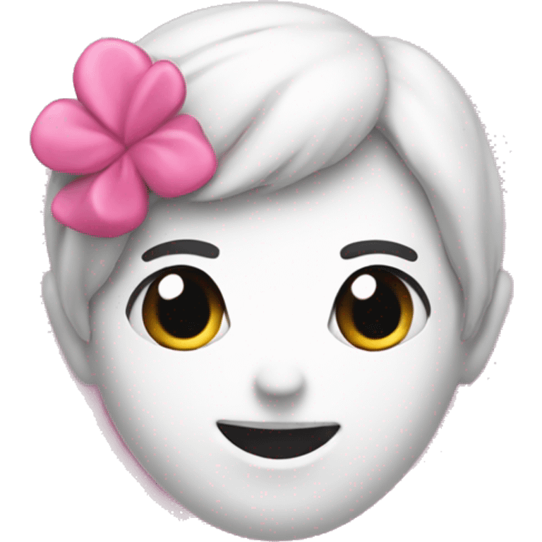 Corazon blanco con lazo rosa emoji