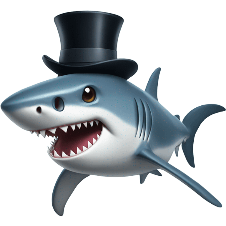 Shark with a top hat in the ocean  emoji