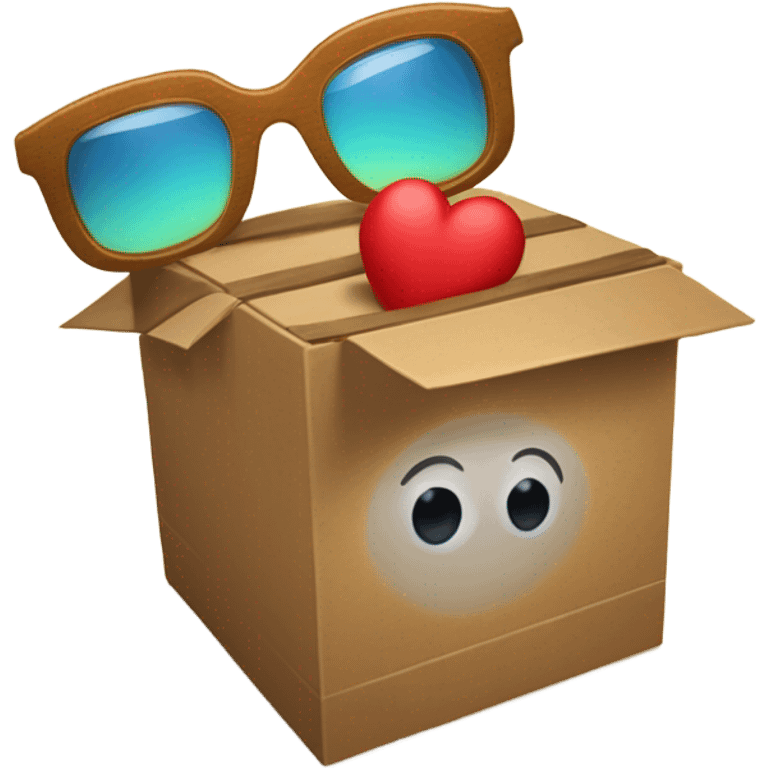 caja inteligente con lentes de sol dentro de un corazon grande  emoji