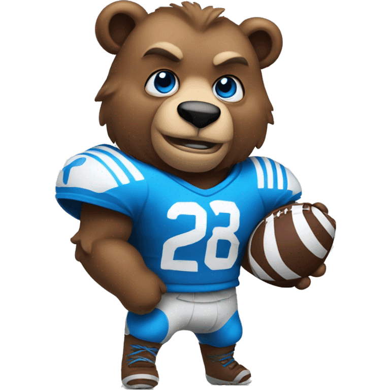 Warrior bear with blue eyes playing football emoji