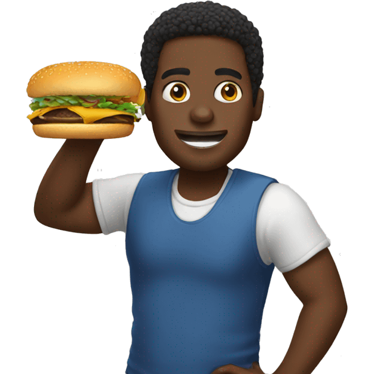 black guy eating burger  emoji