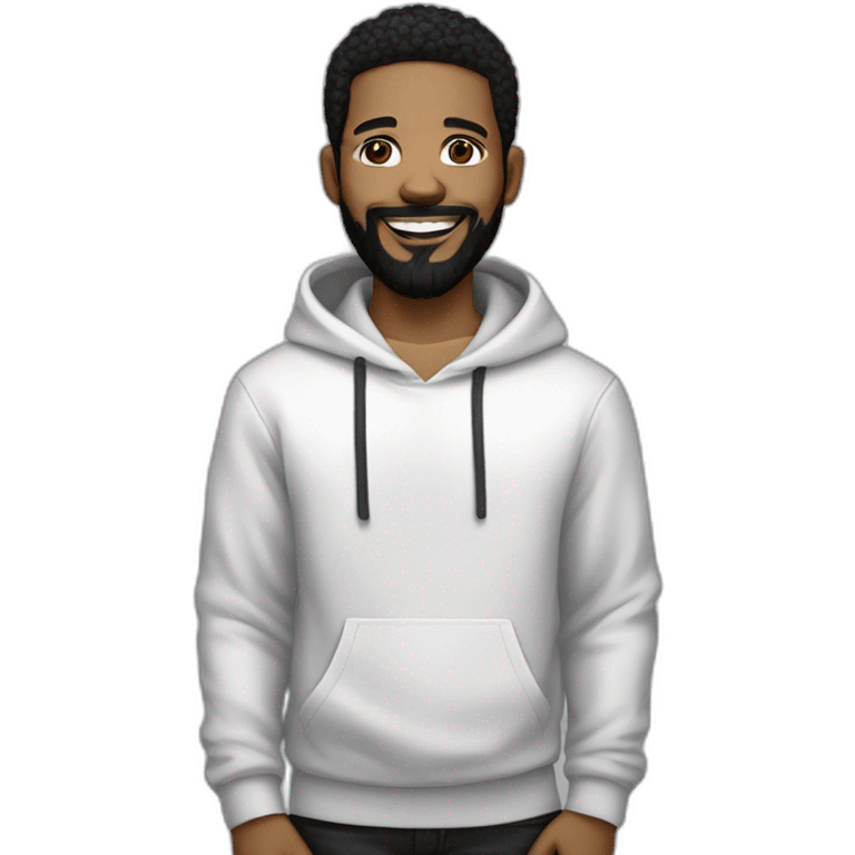 young-rapper-with hoop-white skin-black hair-beard-bichon dog-white-smile emoji