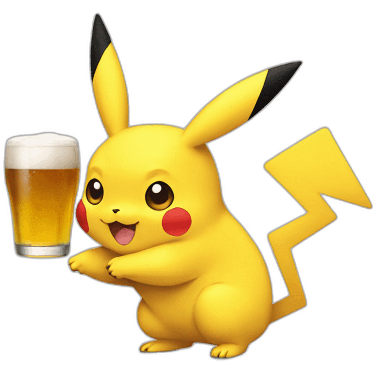 Pikachu qui bois de la bière emoji