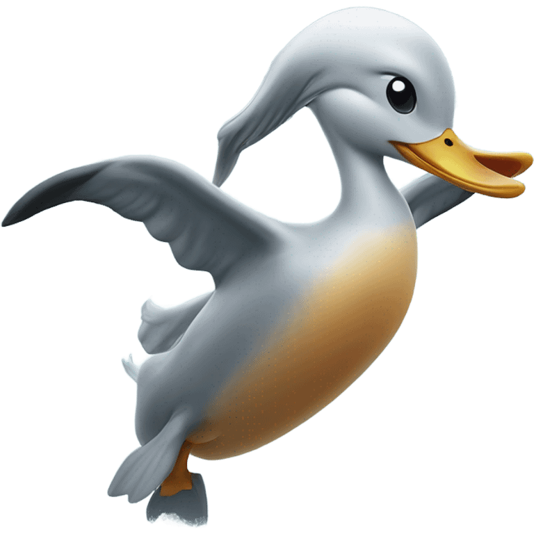 A duck fighting a dolphin emoji