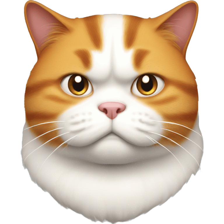 realistic fat grumpy ginger cat with white face  emoji