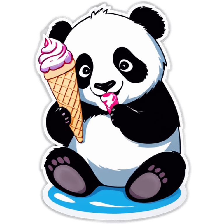 Panda eating ice cream emoji