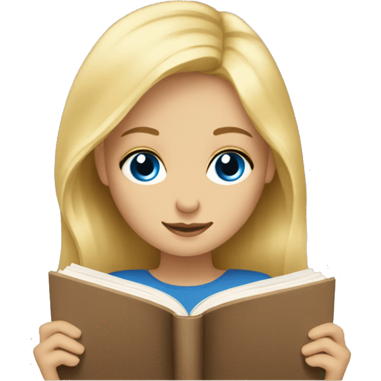 blondy hair girl with blue eyes read a book emoji