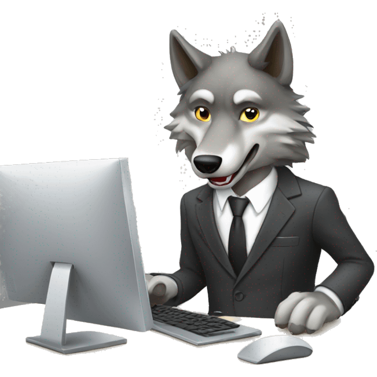 Wolf in a suit messing with a desktop  emoji