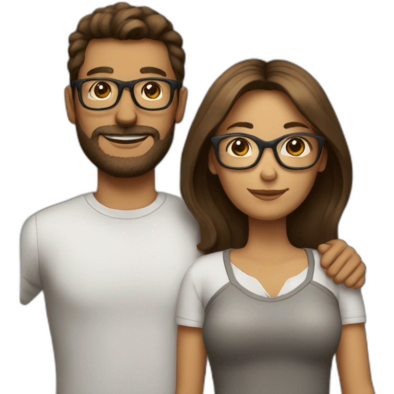 couple with browhair woman with glasses emoji