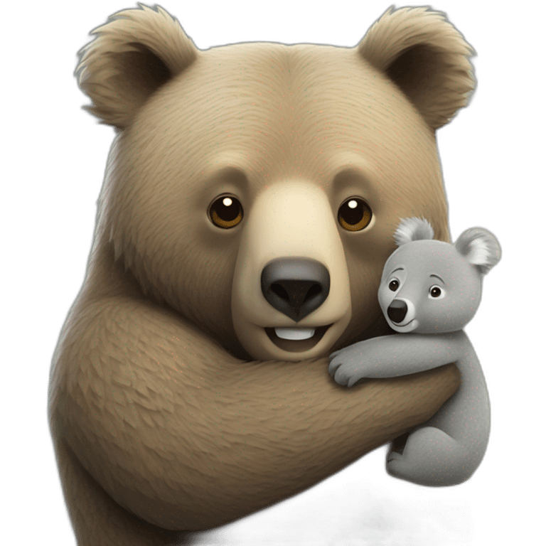 grizzly bear hugging a koala emoji