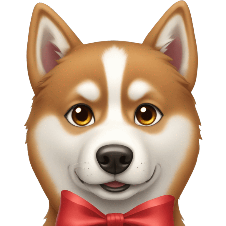 Red Siberian husky with bows emoji