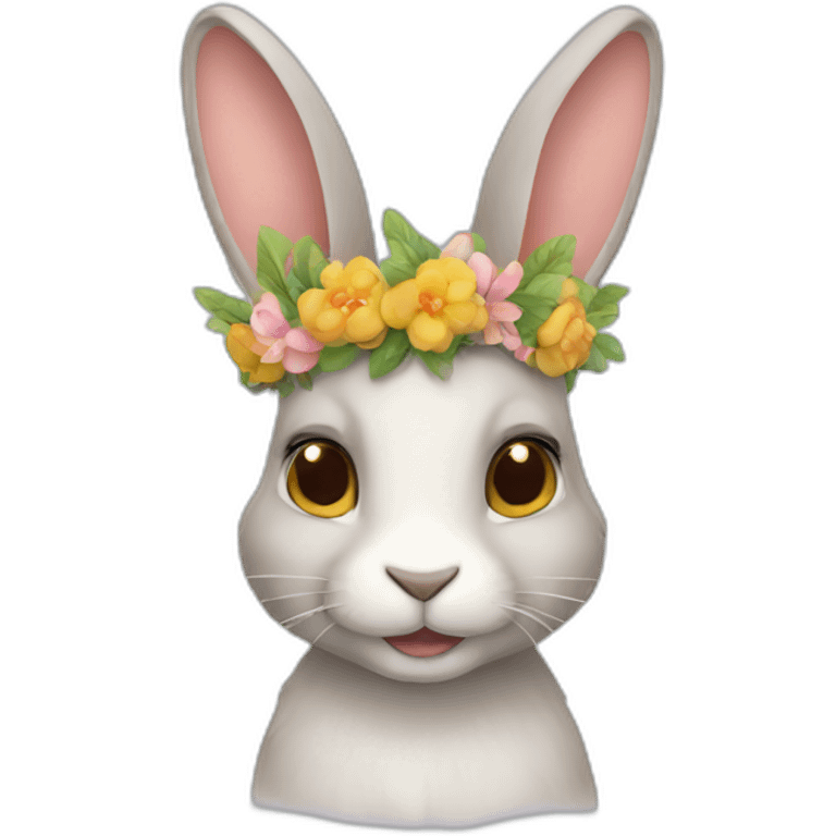 Rabbit with flower crown emoji