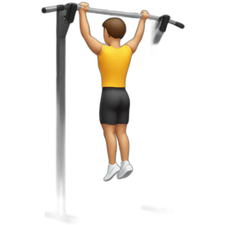 figure is performed on a pull-up bar from an inverted hang until the body is completely horizontal and straight with the front of the body facing upwards emoji