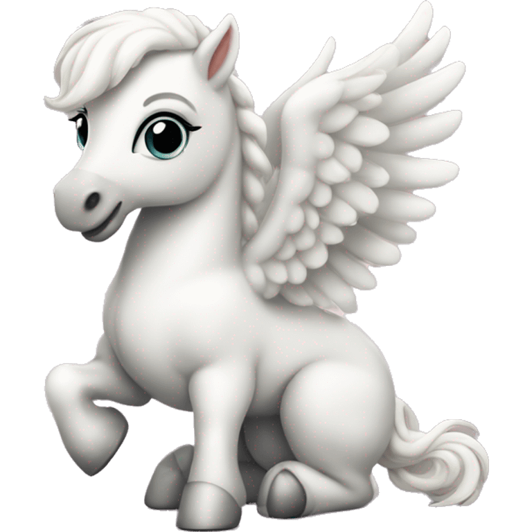 White crème Baby Pegasus sitting  emoji