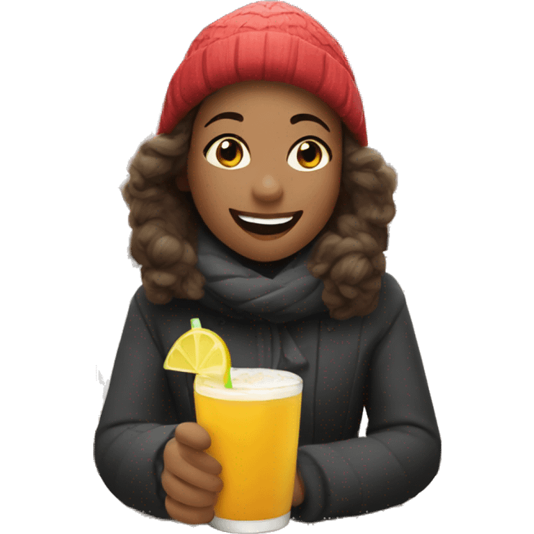 Girls enjoying drinks at Christmas markets emoji