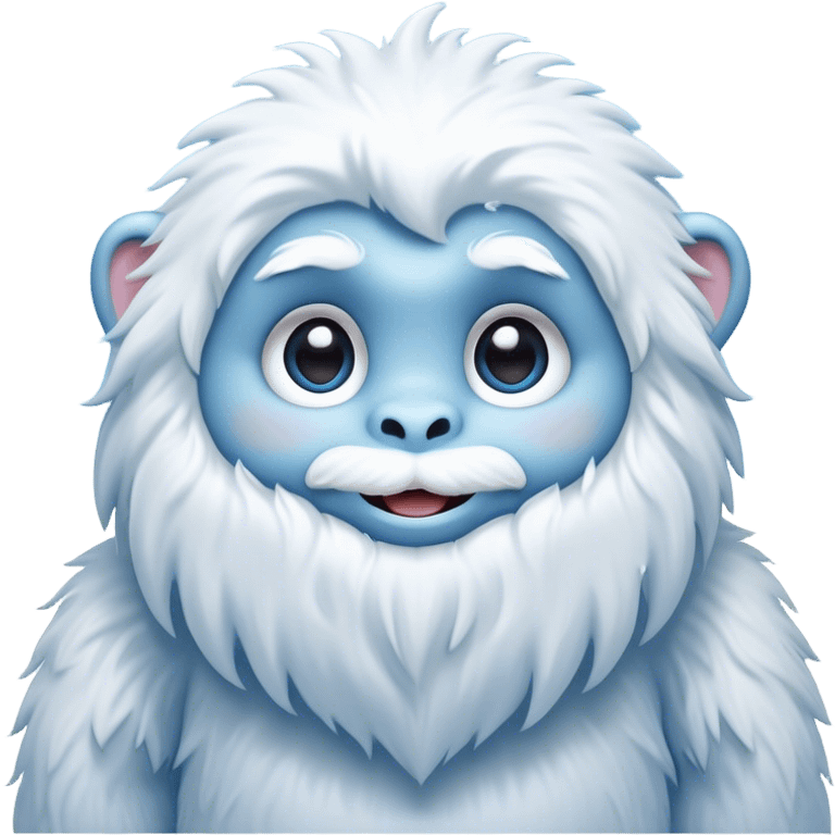 Cinematic Cute Yeti Portrait Emoji, with a charming, small, fluffy form in soft snowy whites and cool blues, featuring big, innocent eyes and a shy, gentle smile, simplified yet irresistibly endearing, highly detailed with a soft glowing outline that captures the whimsical charm of a friendly yeti ready for a cuddle! emoji