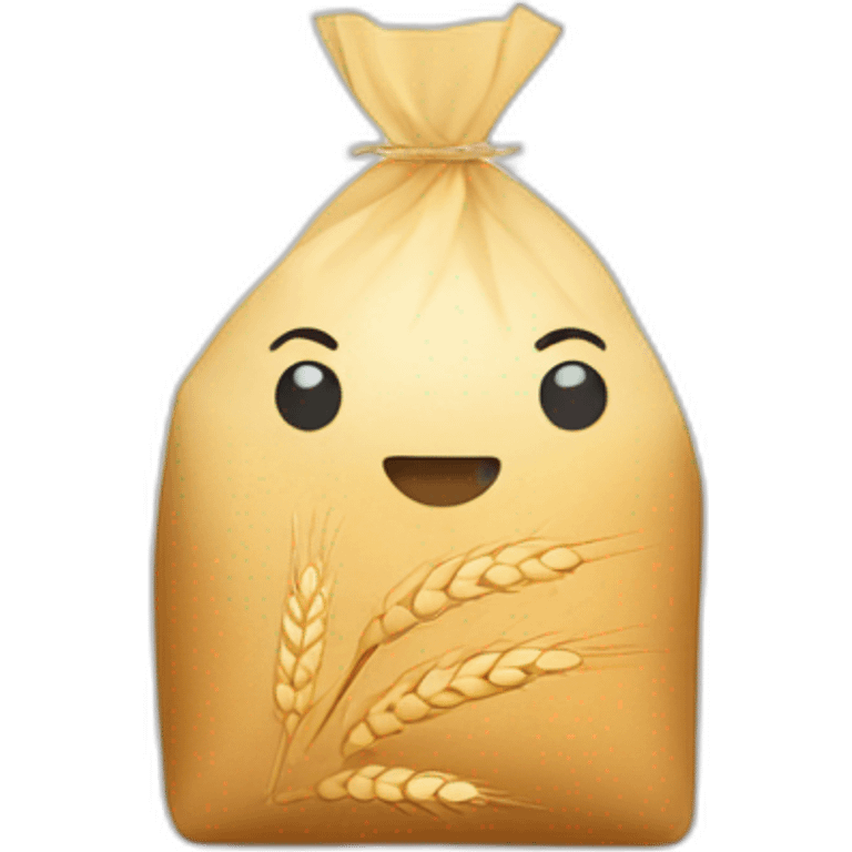 Flour bag with wheat on the front packaging  emoji