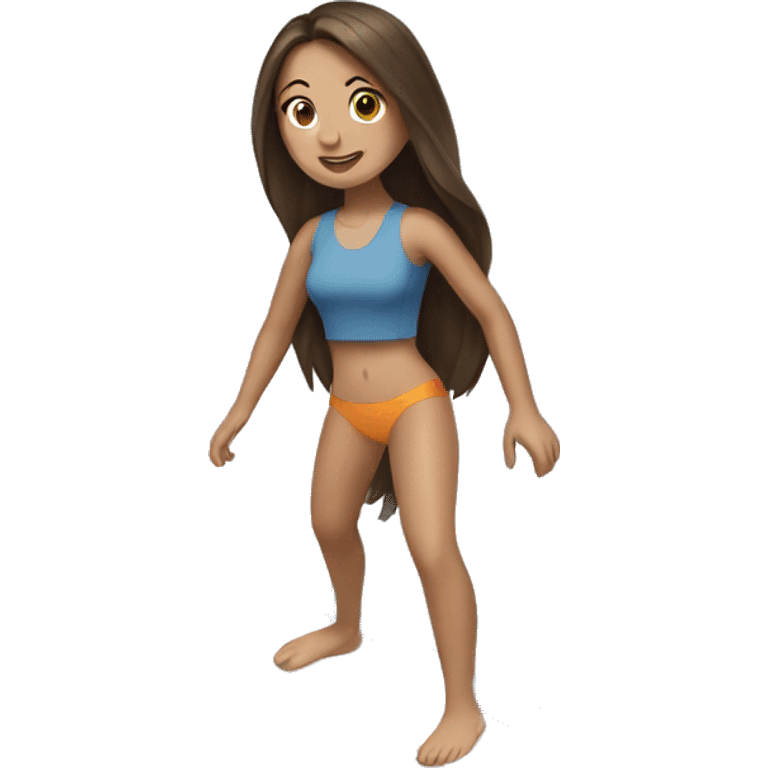 Brunette girl surfing emoji