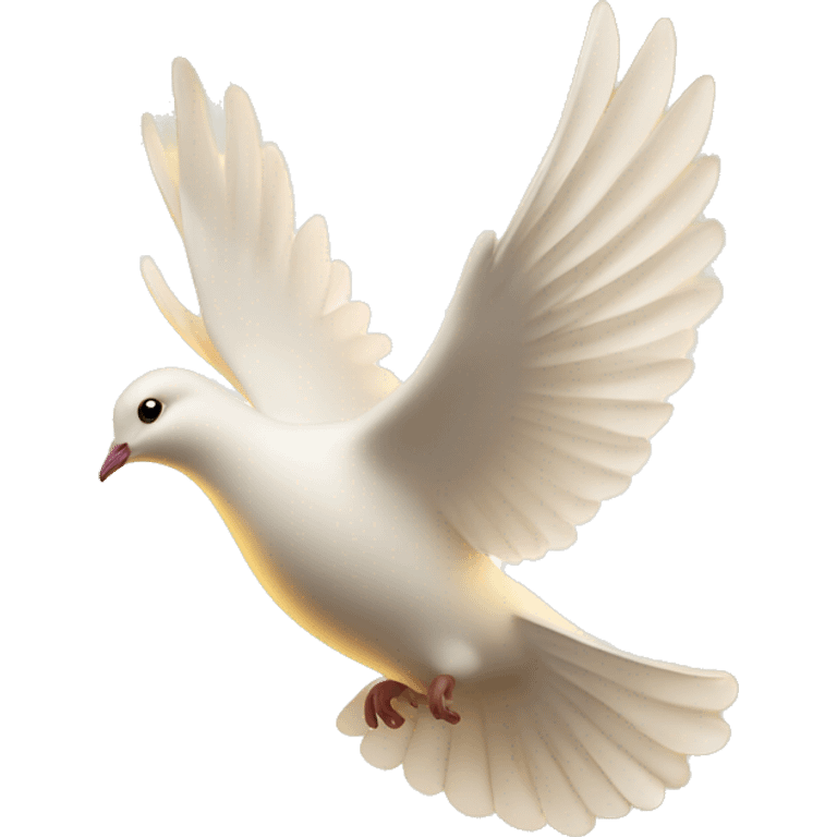 Flying white dove in golden light  emoji