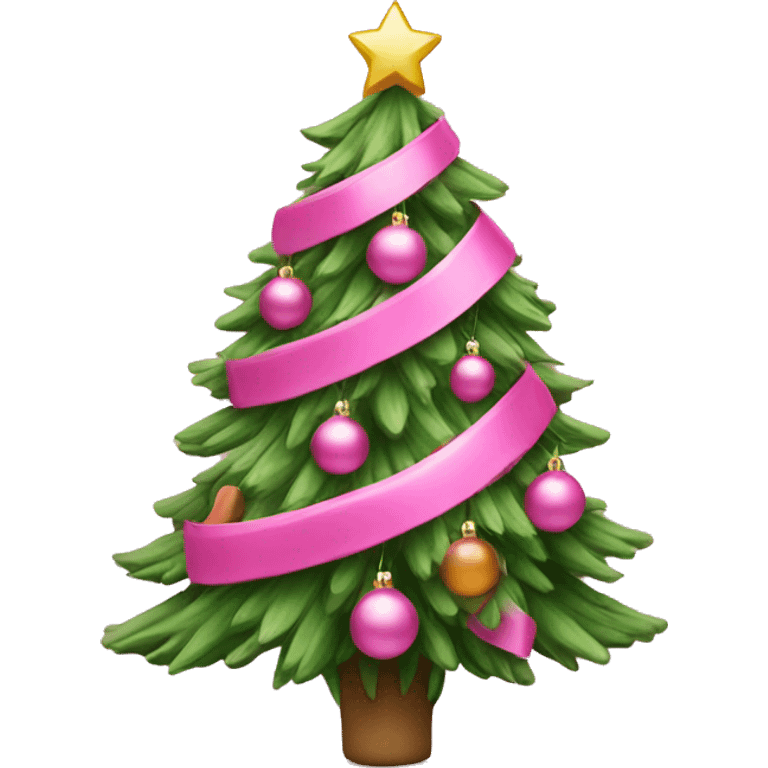 Pink Christmas tree with ornaments emoji