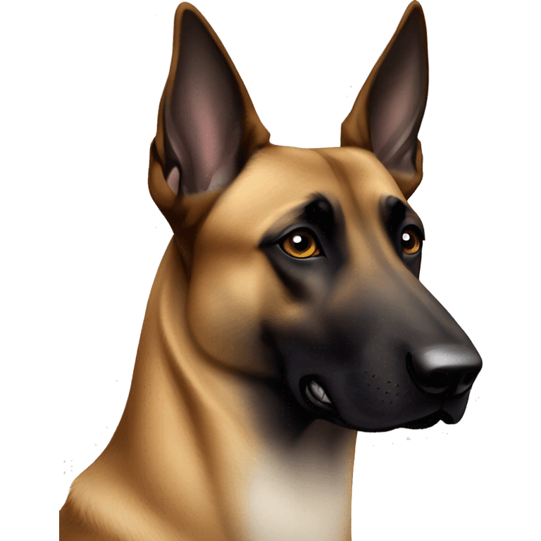 belgian malinois with white patch around right eye and ear emoji