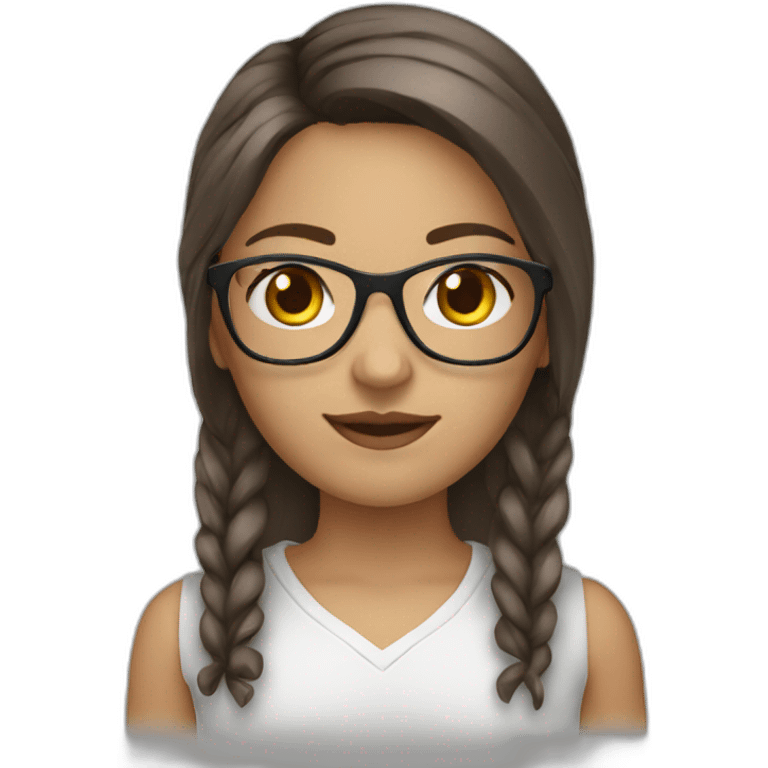 Girl-with-brown-hair-brown-eyes-light-skin and clear glasses emoji