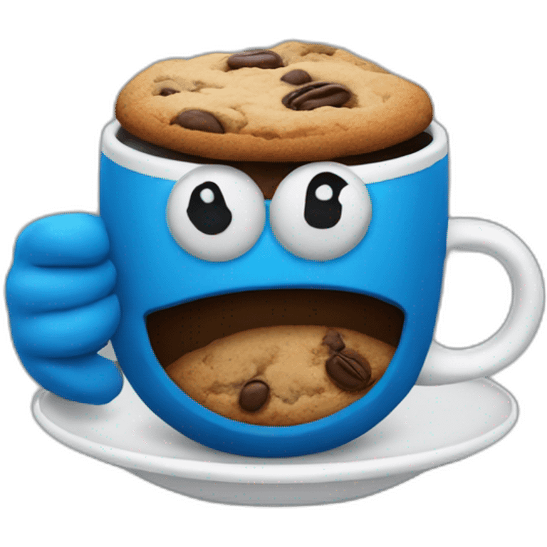 cookie monster with a cup of coffee emoji