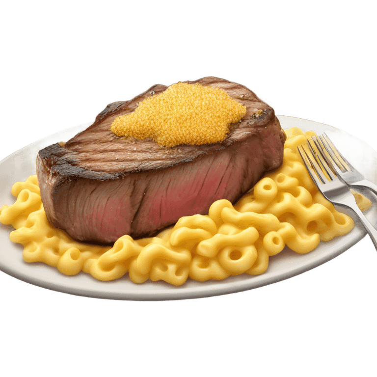 steak dinner with mac n cheese emoji