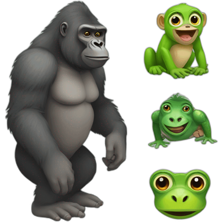 gorilla and frog and baboon emoji