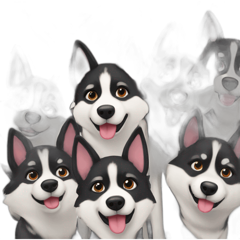 Nine huskys emoji