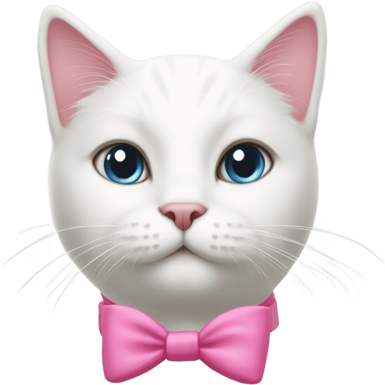 white cat with a pink bow collar emoji