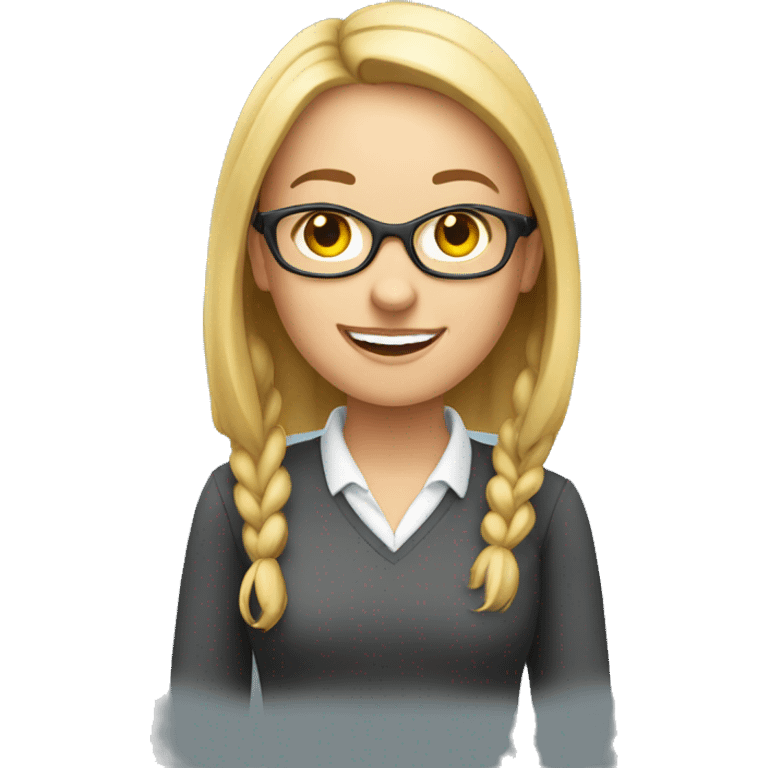 A YOUNG FEMALE ENGLISH TEACHER HAPPY emoji